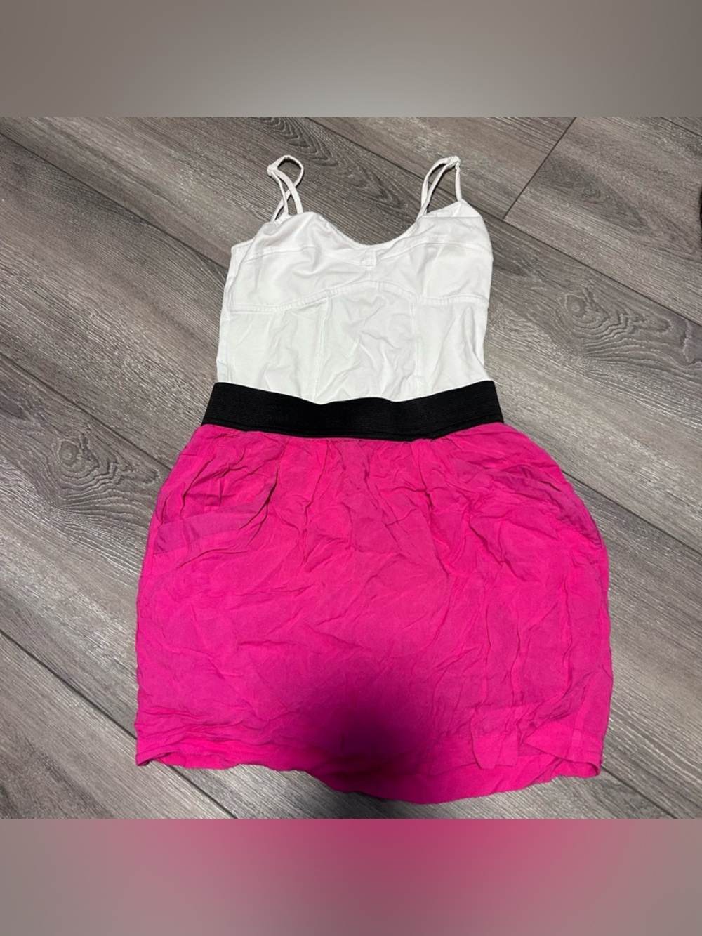 White Tank Top with Hot Pink Skirted Bottom - size small